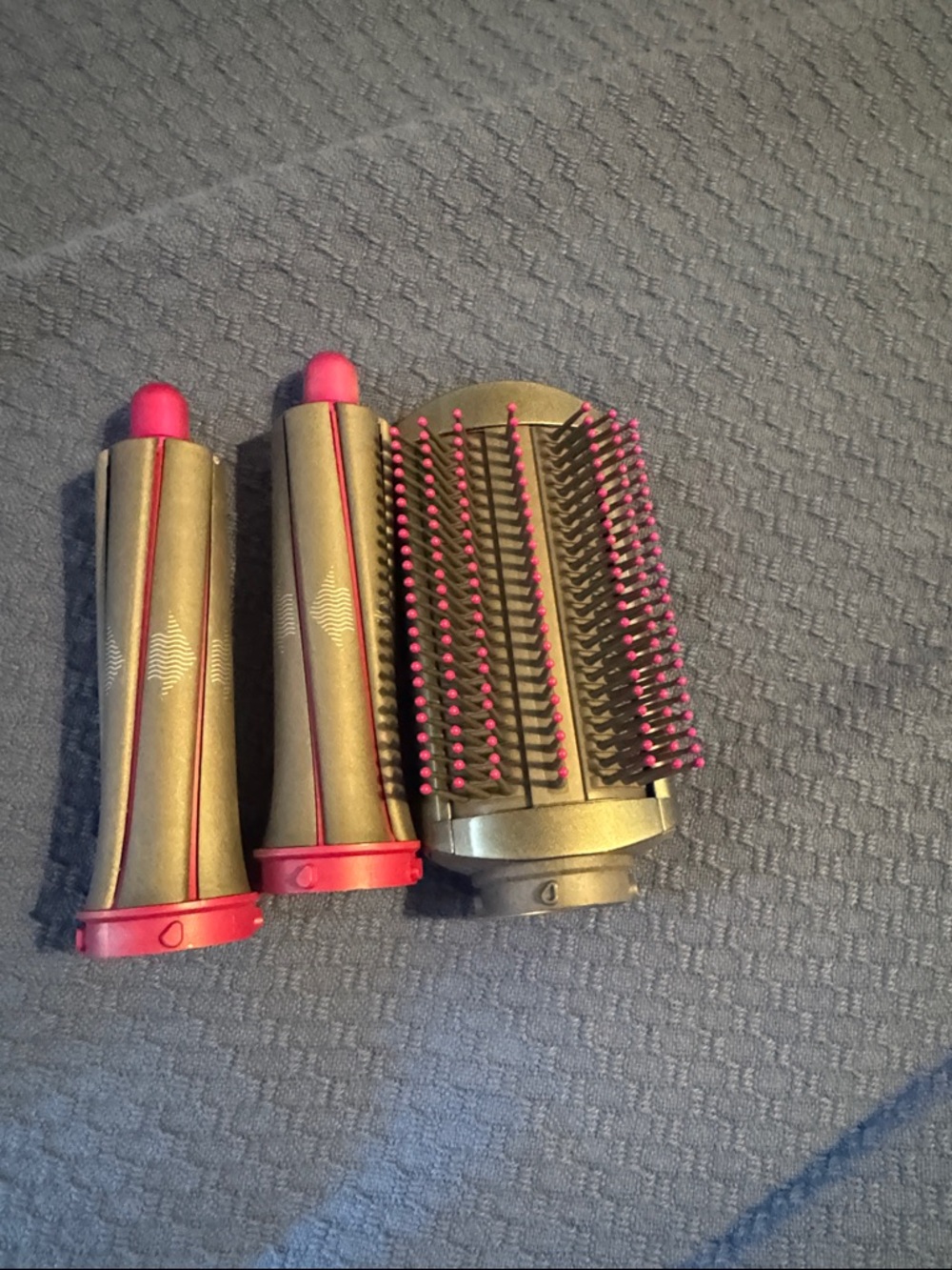 Dyson Gold and Pink Hot Air Styler Barrels and Attachment